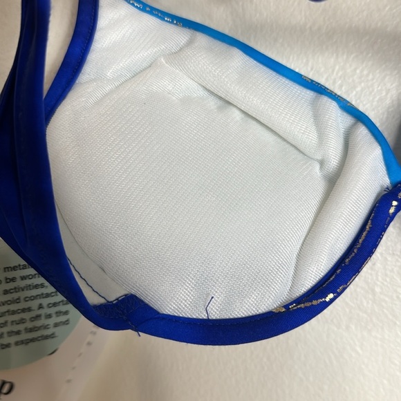 TARA GRINNA BLUE/TURQ/GOLD high waist bikini bottoms and padded top size 13 a/b - Picture 7 of 10